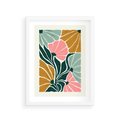 Plakat w ramie 30x40 - Rozplątane Myśli - abstrakcyjna kompozycja, pastelowe kwiaty - rama biała