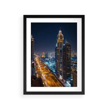 Plakat w ramie 30x40 - Nocna magia - miasto, noc - rama czarna