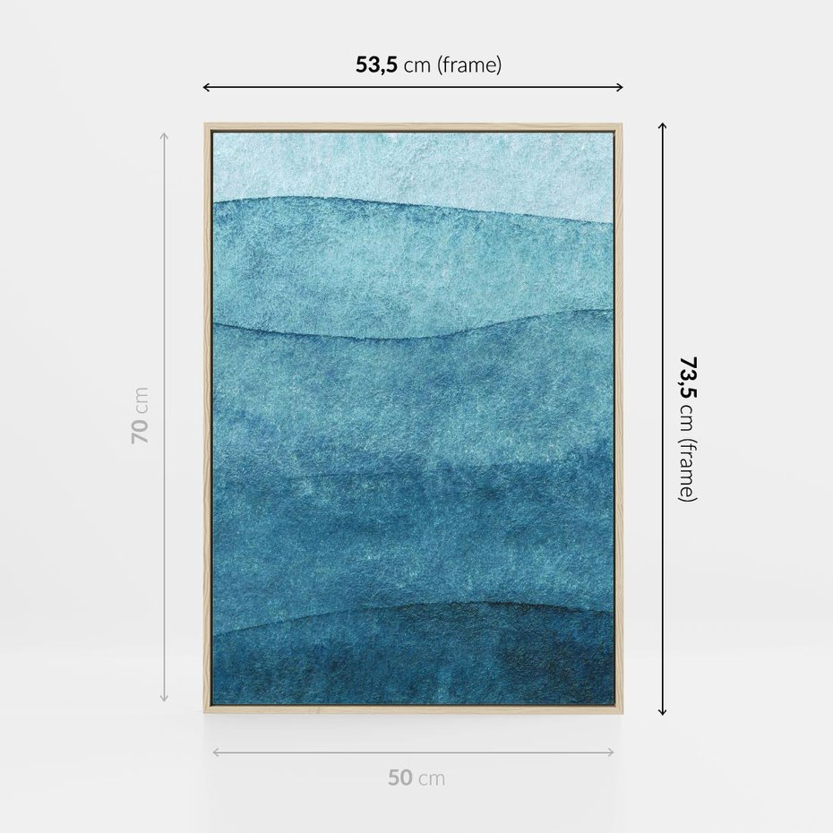 Obraz w ramie 50x70 - Kolorowe fale akwareli - akwarela, fale - rama drewno