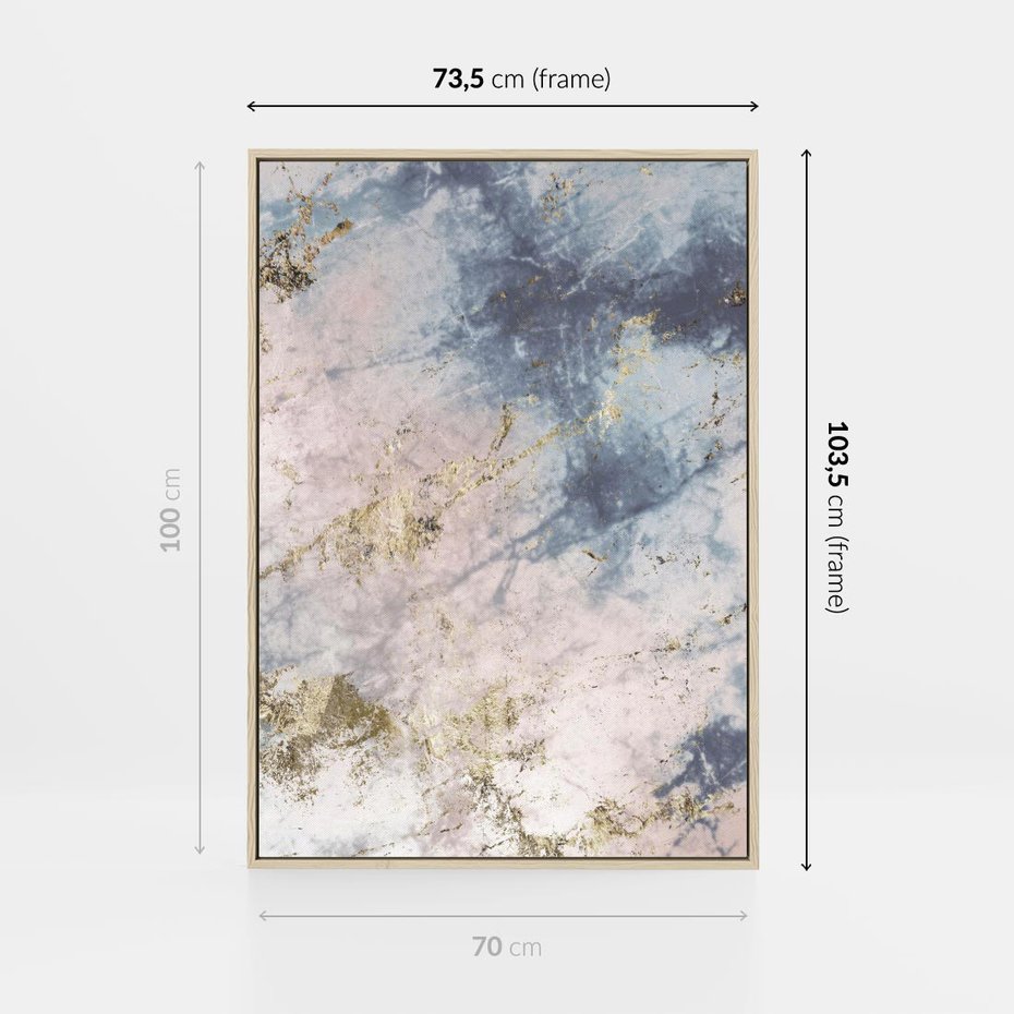 Obraz w ramie 70x100 - Luksusowa Dekoracja - marmur, złoto - rama drewno