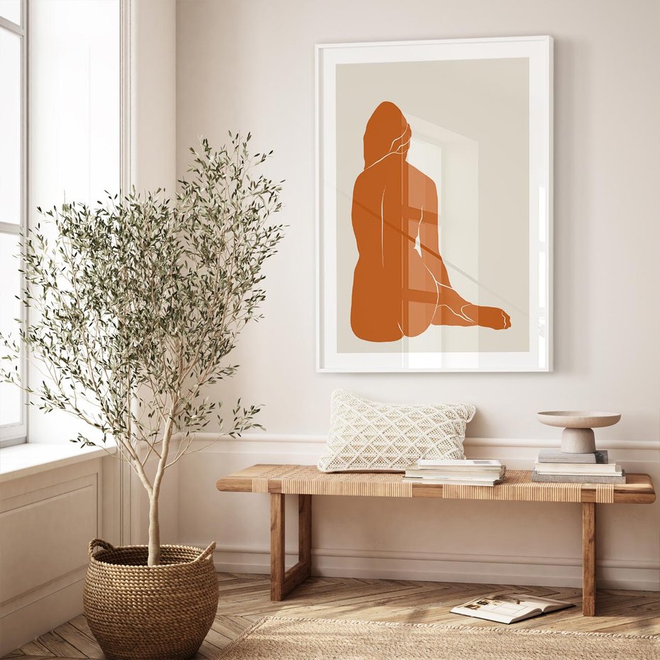 Plakat bez ramy 30x40 - Kobieca Sylwetka w Stylu Modernistycznym - modernistyczny pakat, kobieca sylwetka