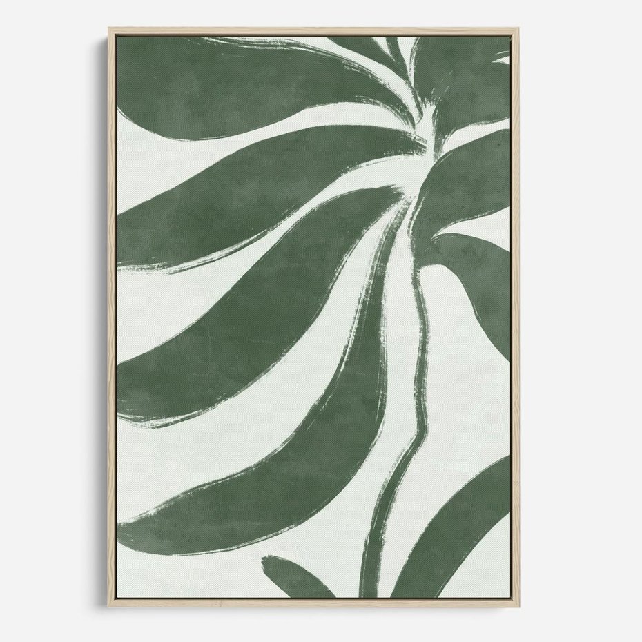 Obraz w ramie 50x70 - Zieleń Wewnętrznego Spokoju - zielony plakat, roślinne inspiracje - rama drewno
