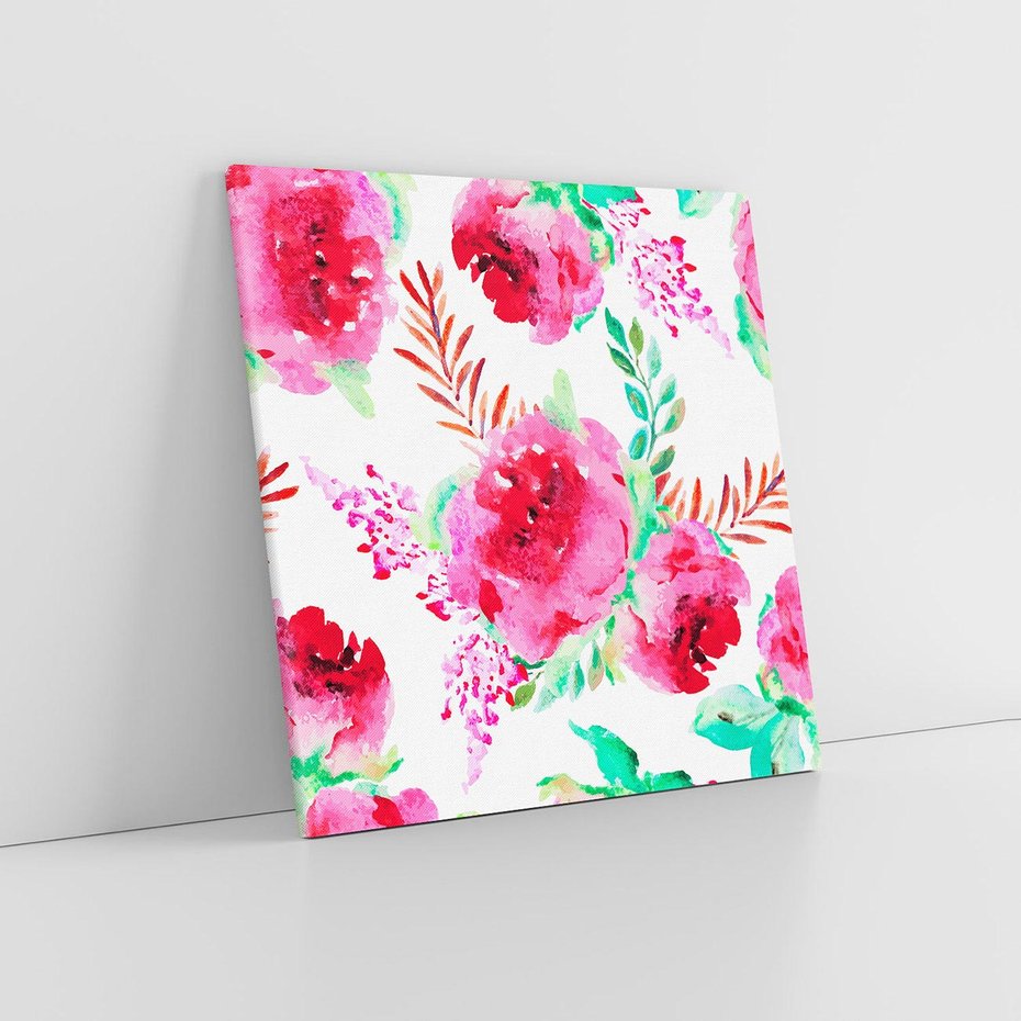 Obraz na płótnie 70x70 - Delikatna Akwarela - kwiaty, akwarela