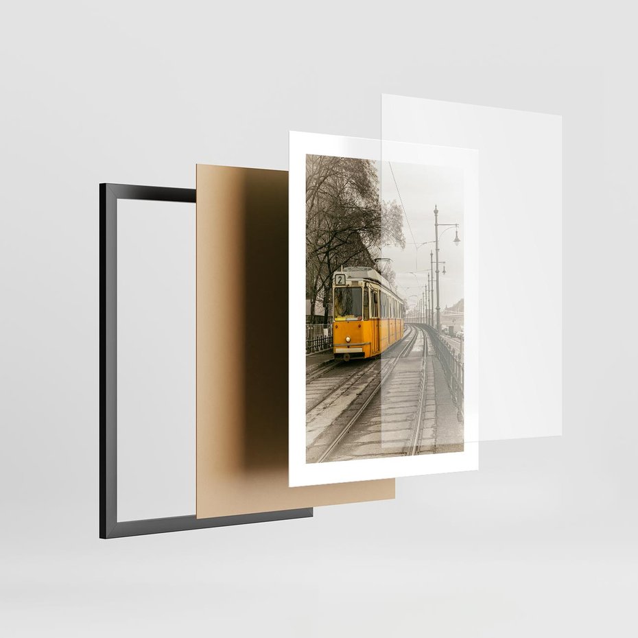 Plakat w ramie 30x40 - Tramwaj w Lizbonie - Lizbona, tramwaj - rama czarna