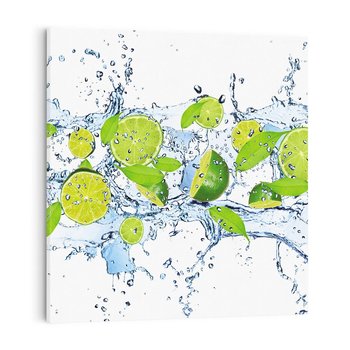 Obraz na płótnie 50x50 - Świeżość limonki i błękity wody - limonka, woda