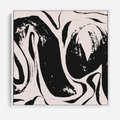 Obraz w ramie 50x50 - Wibracje w ciemnościach duszy - czarno biała abstrakcja, nieregularne rozmyte linie - rama biała