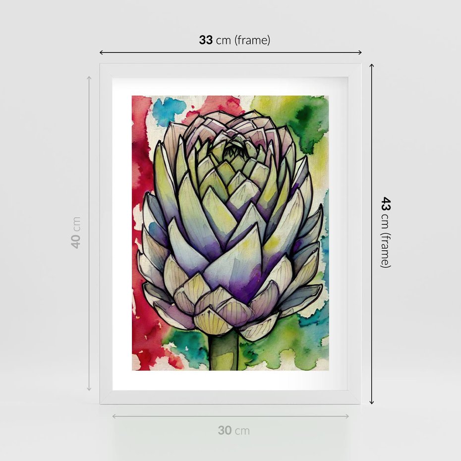 Plakat w ramie 30x40 - Zamknięte w Roślinie - abstrakcja, akwarela - rama biała