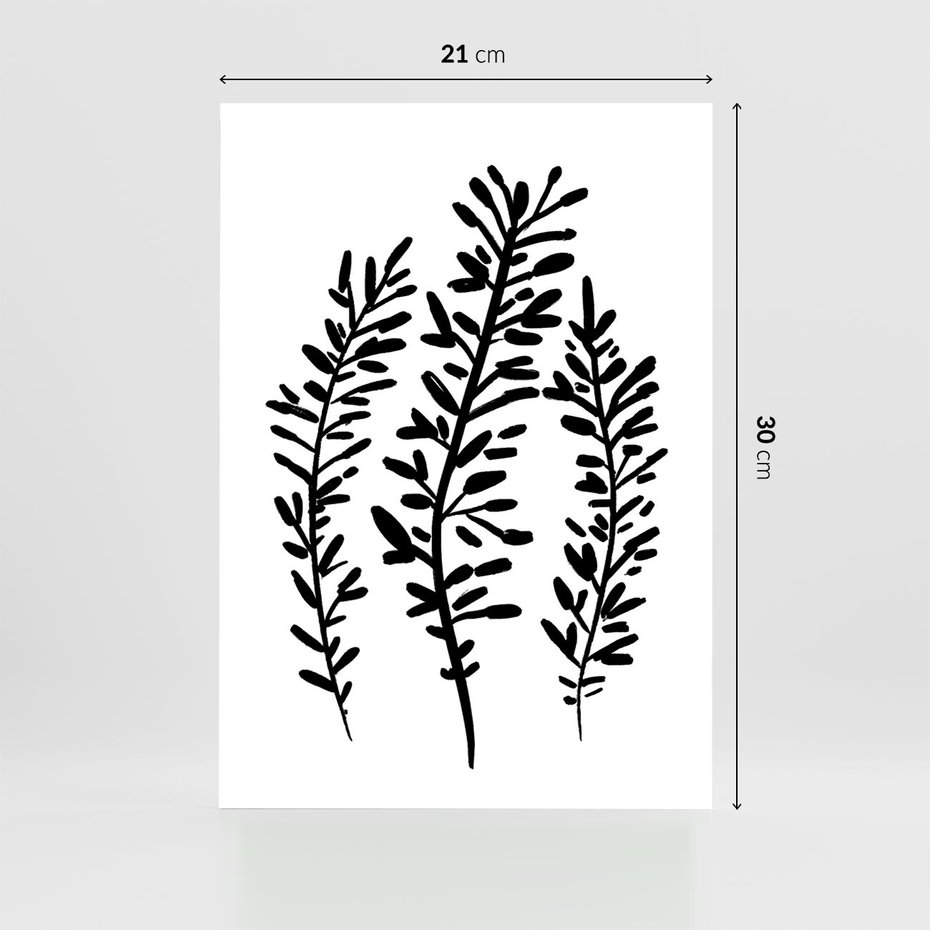 Plakat bez ramy 21x30 - Spokojne Wiatrem Uginane - szkic, czarno biały