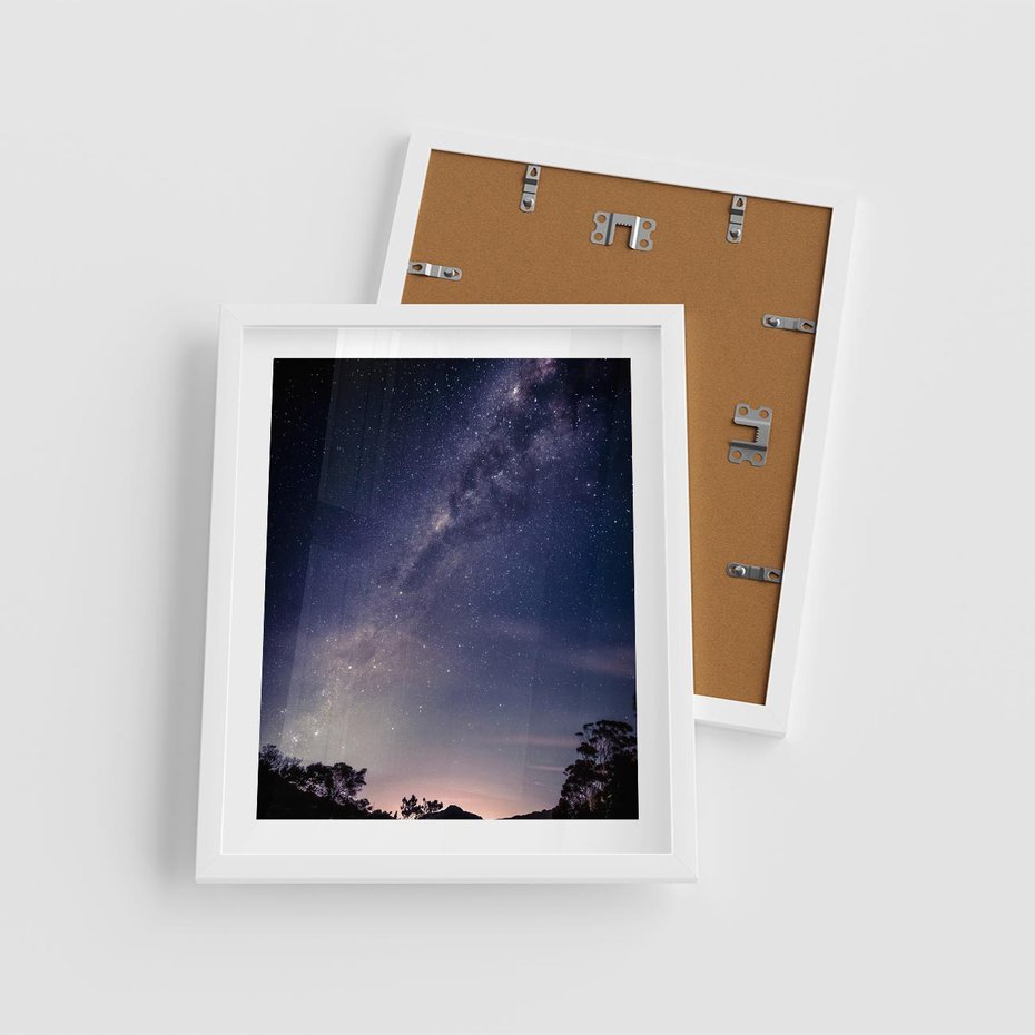 Plakat w ramie 40x50 - Gwiaździste Ujęcie - gwiaździste niebo, noc - rama biała