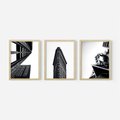 Zestaw obrazy w ramie 40x50 galeria - Architektura, budynki, czarno, biały - rama drewno