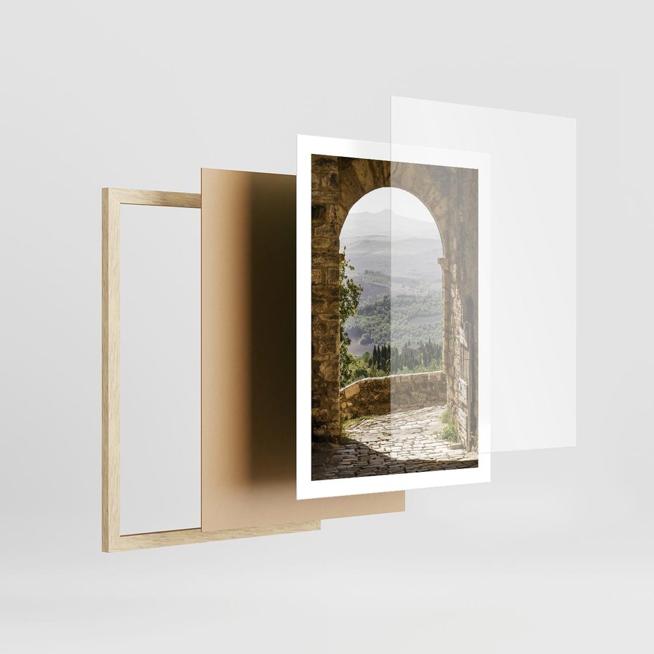 Plakat w ramie 50x70 - Słoneczne Piękno Włoch i Prowansji - Włochy, Prowansja - rama drewno