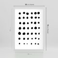 Plakat w ramie 50x70 - Migocące Anomalie - abstrakcyjna kompozycja z czarnych kropek, minimalistyczny czarno bialy plakat - rama biała