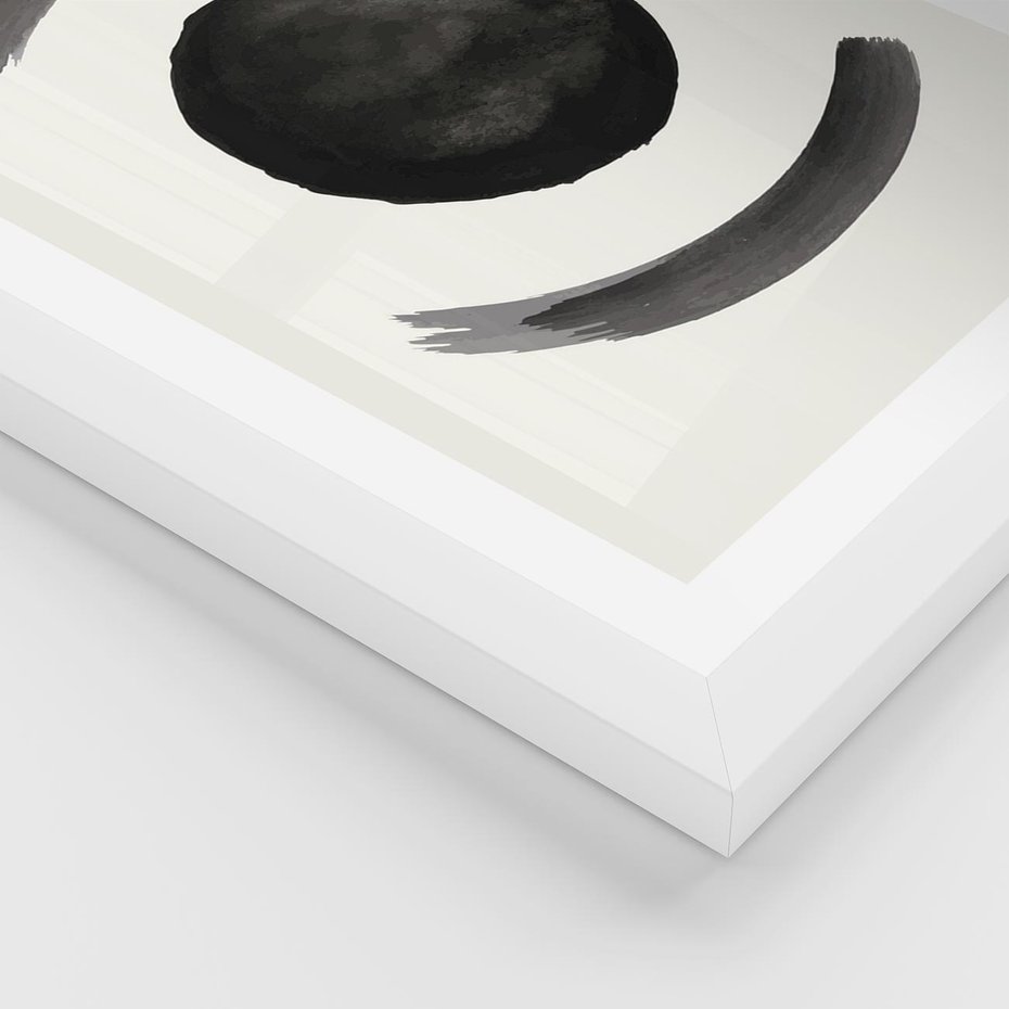 Plakat w ramie 50x70 - Bezczasowe Echo - abstrakcyjne plamy okręgi, akwarelowe - rama biała