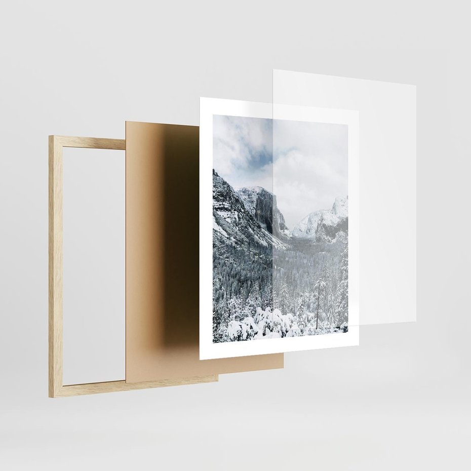 Plakat w ramie 40x50 - Góry Śnieżnej Krainy - góry, szczyty - rama drewno