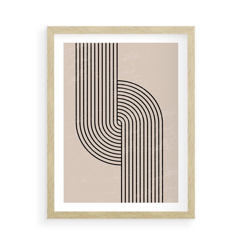 Plakat w ramie 50x70 - Puls Abstrakcji - abstrakcyjne linie, geometria - rama drewno