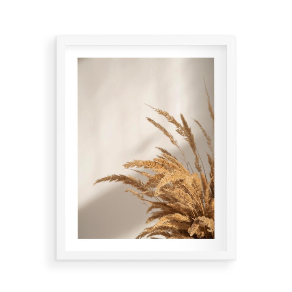 Plakat w ramie 40x50 - Swobodne trawy boho - boho, suche - rama biała