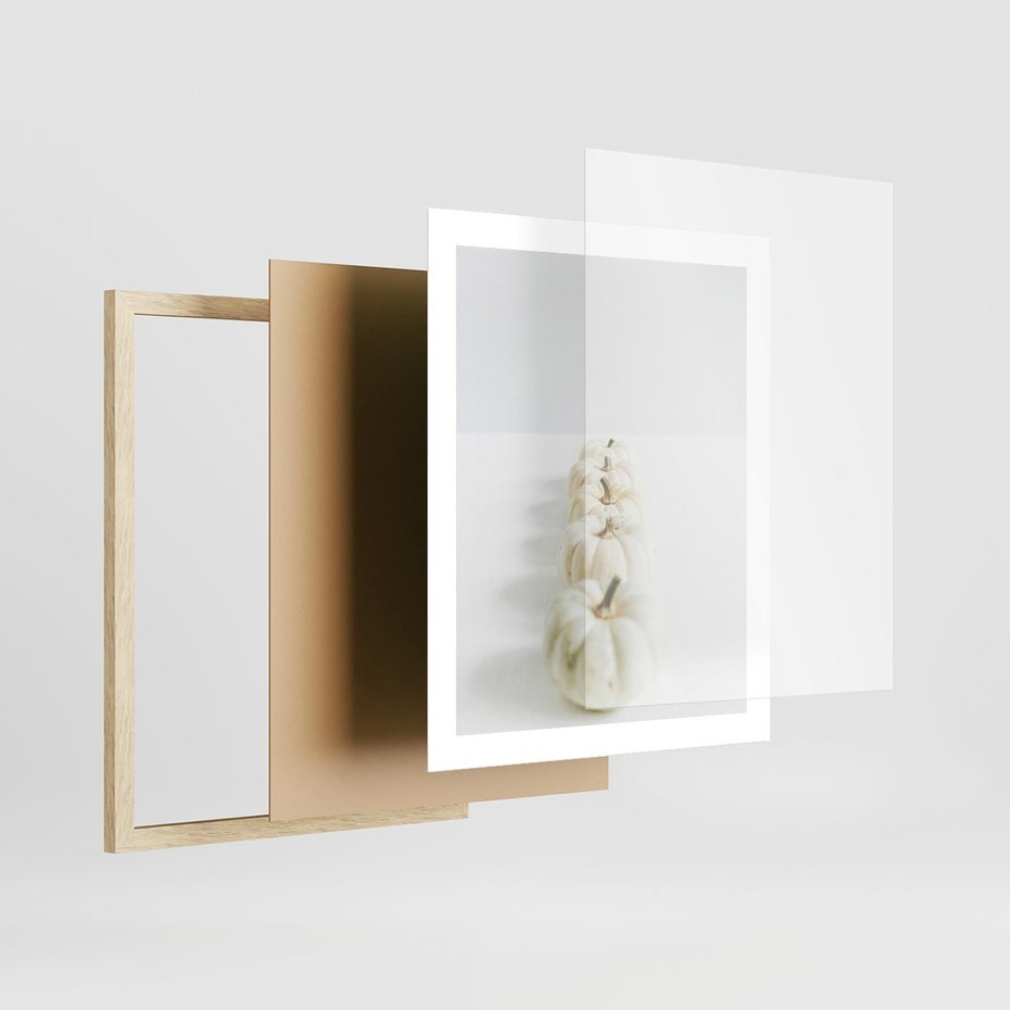 Plakat w ramie 40x50 - Białe Dynie - białe dynie, jesień - rama drewno