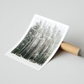 Plakat bez ramy 21x30 - Sypiący Śnieg - las w zimie, drzewa pod śniegiem
