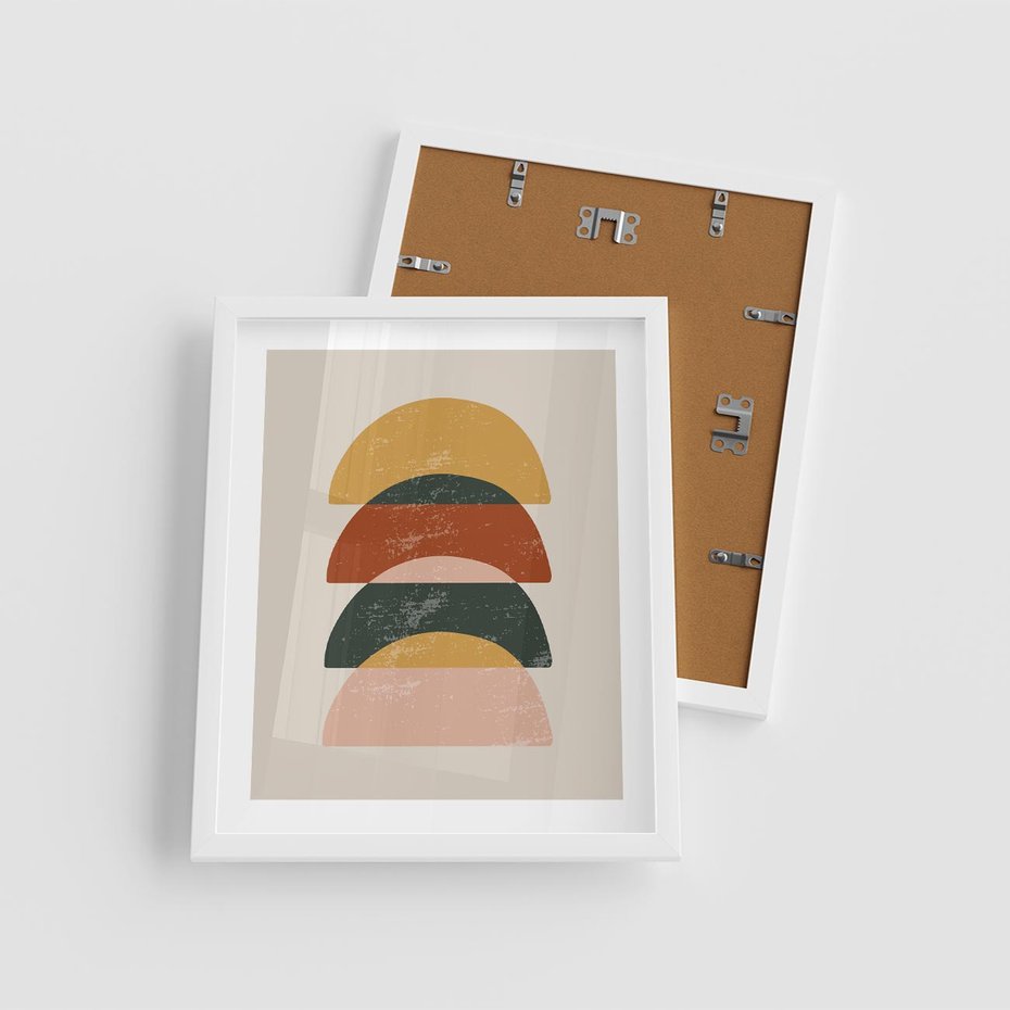 Plakat w ramie 40x50 - Energetyczne Wzory - nowoczesny plakat, abstrakcyjne kształty - rama biała