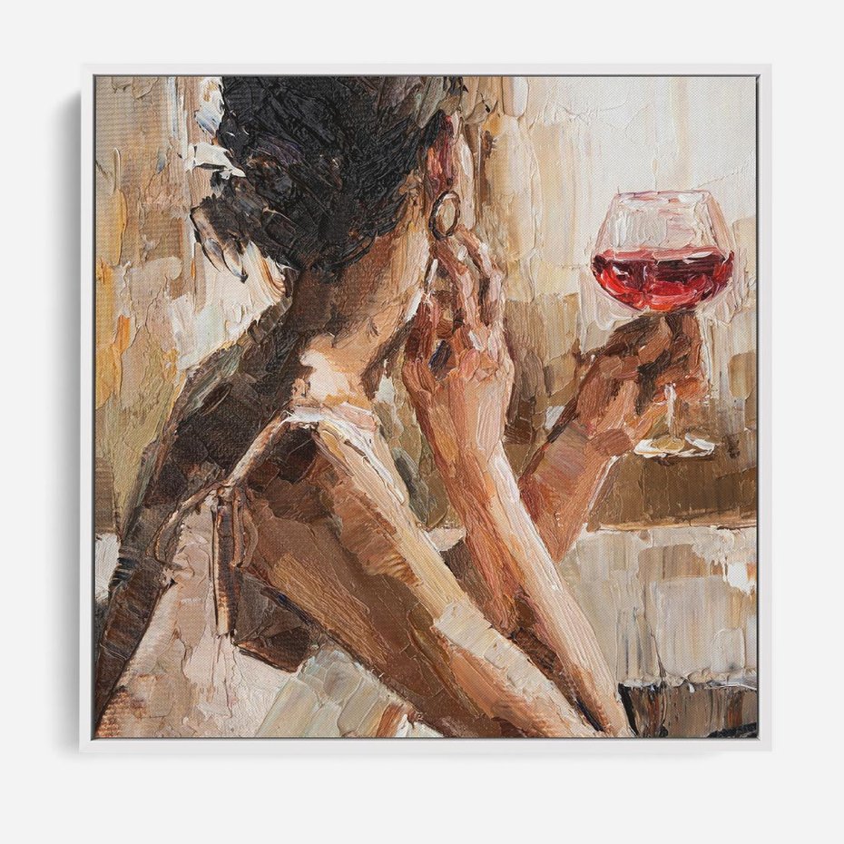 Obraz w ramie 80x80 - Wibracje - portret, kobieta - rama biała