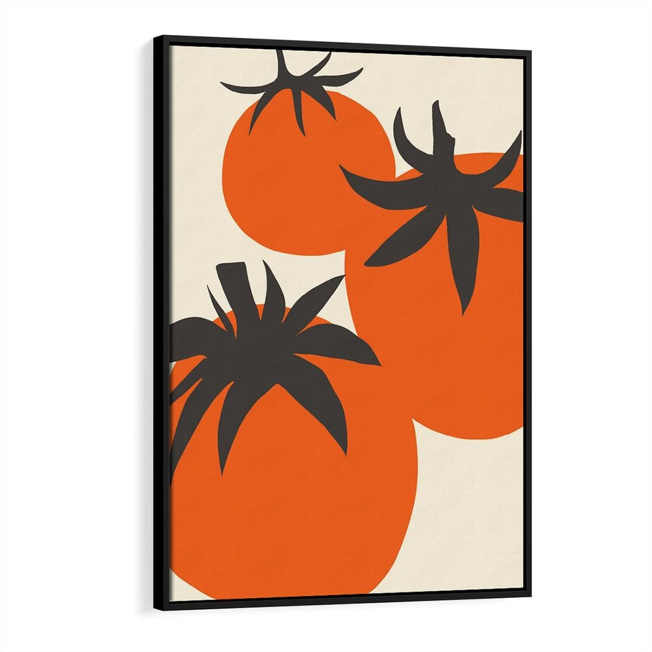 Obraz w ramie 70x100 - Jadalne Kształty - nowoczesny plakat do kuchni, pomidory - rama czarna