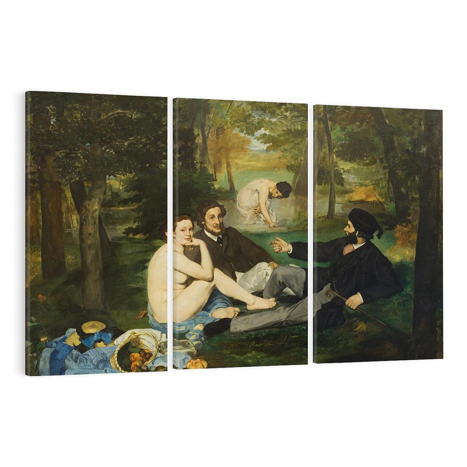 Obraz na płótnie 120x80 - "Śniadanie na trawie" (1863) Edouard Manet - Reprodukcja - reprodukcja, obraz na płótnie