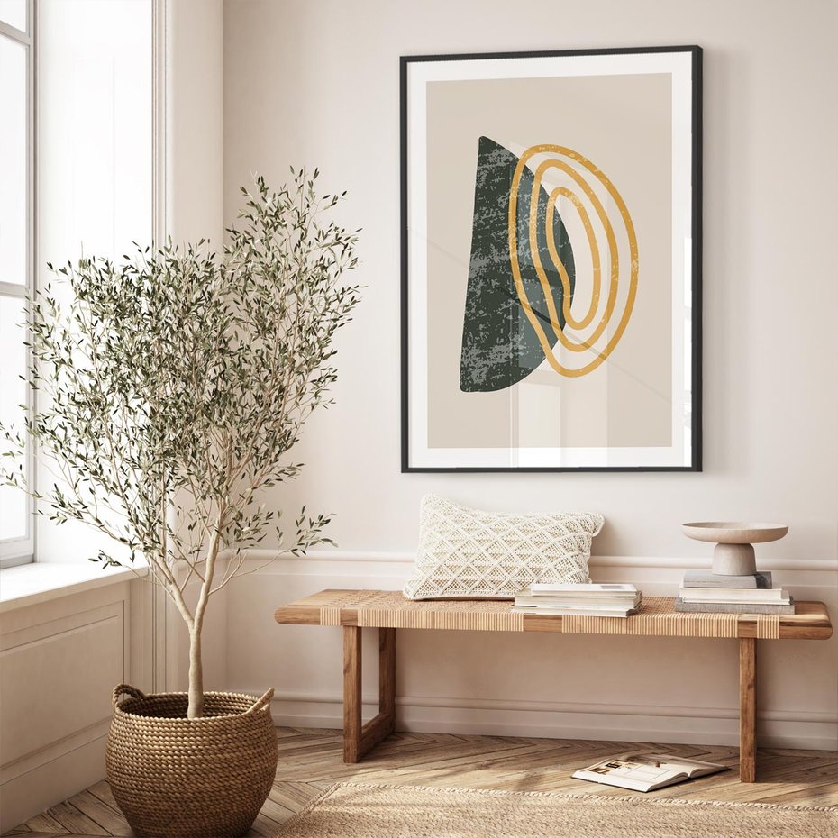 Plakat w ramie 50x70 - Nowoczesne Dialogi Materii - nowoczesny plakat, abstrakcyjne kształty - rama czarna