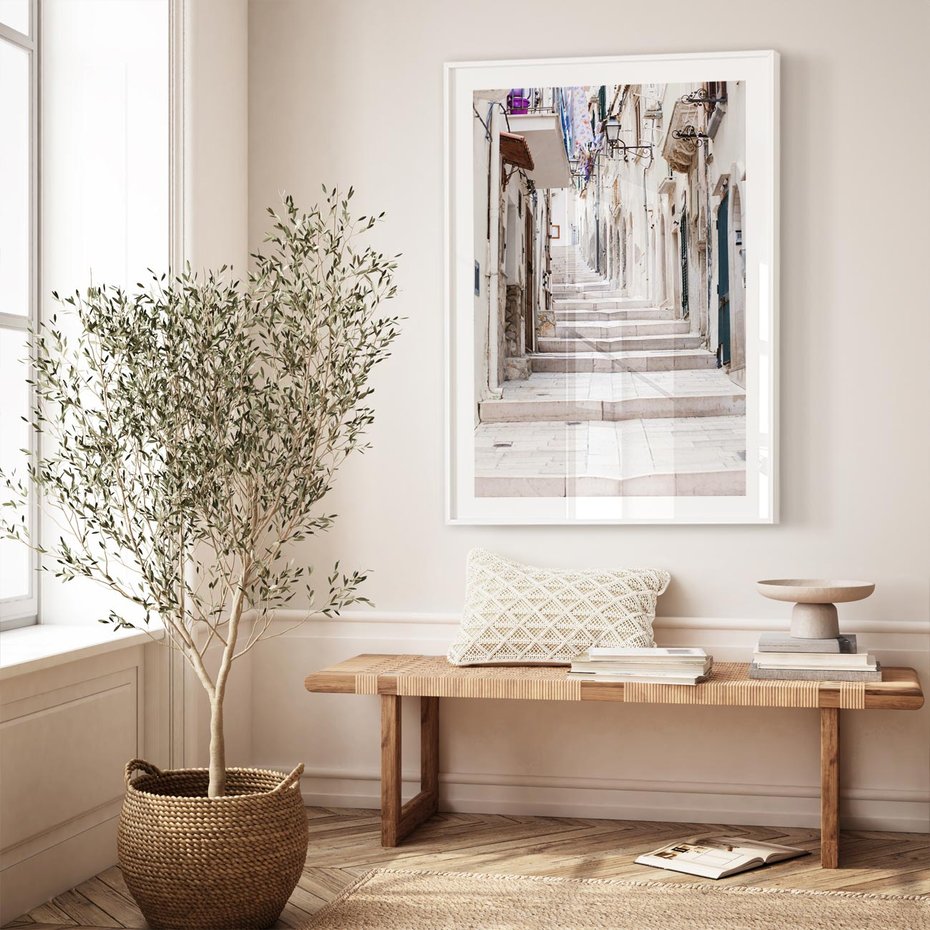 Plakat bez ramy 50x70 - Urokliwa uliczka w perspektywie - uliczka, perspektywa