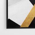 Obraz w ramie 70x50 - Pudrowe Abstrakcyjne Lustra - złote abstrakcyjne linie, szarość - rama czarna