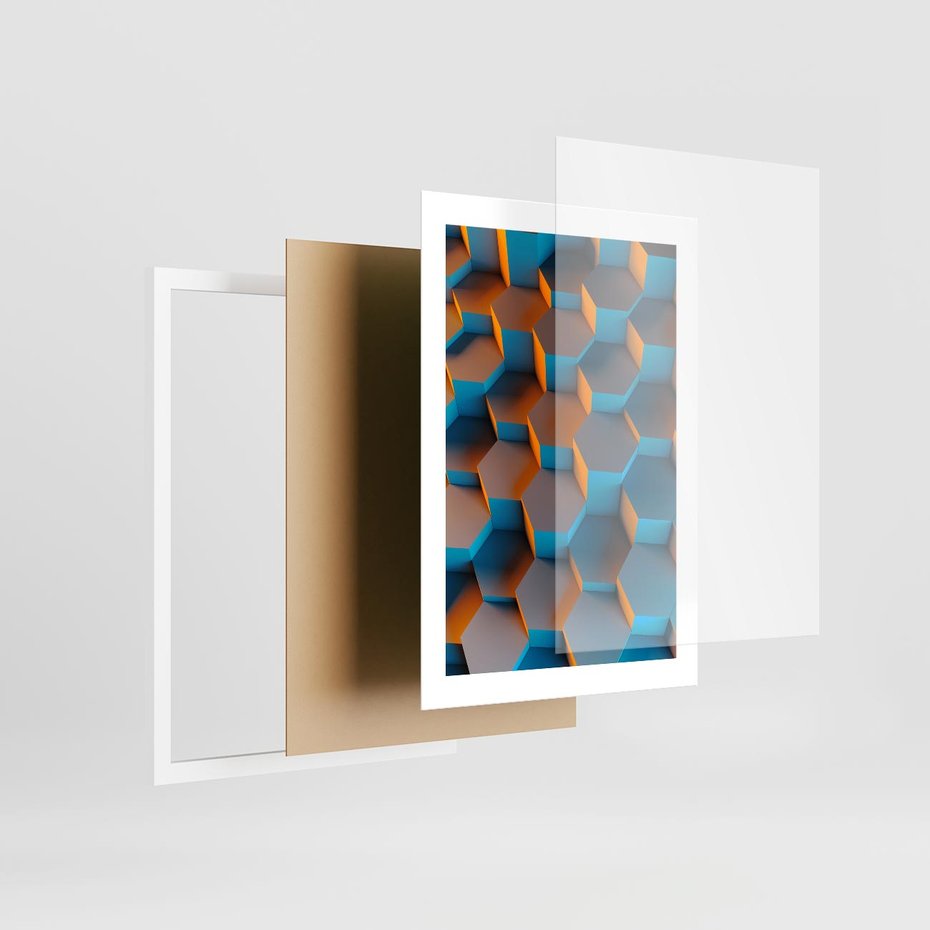 Plakat w ramie 30x40 - Trójwymiarowa Gra - geometryczna, 3D - rama biała