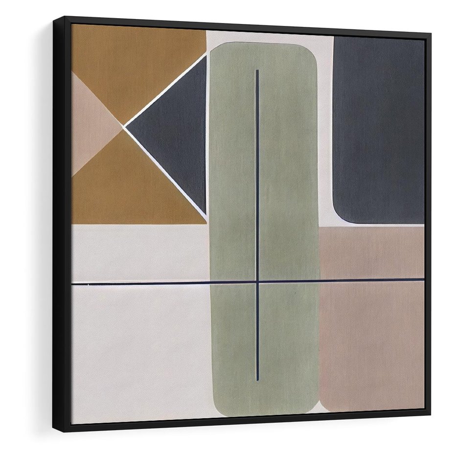 Obraz w ramie 50x50 - Sztuka Abstrakcji - geometryczne kształty, kolorowe prostokąty - rama czarna