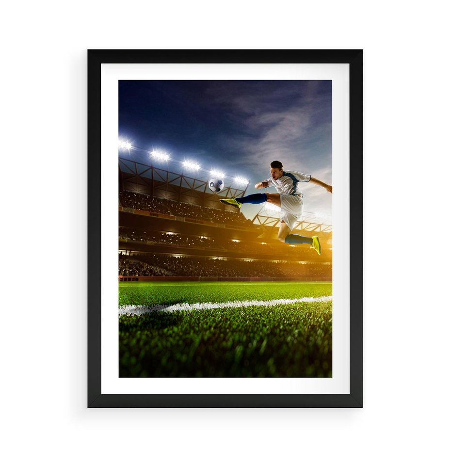 Plakat w ramie 50x70 - Gol! Magia piłki nożnej - gol, piłka - rama czarna