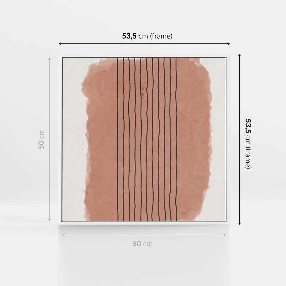 Obraz w ramie 50x50 - Rozmyte Widzenia - abstrakcyjna akwarelowa plama, nieregularne kreski - rama biała