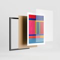 Plakat w ramie 30x40 - Wnętrza Rozplątanych Barw - abstrakcyjny geometryczny obraz olejny, kolorowe pasy - rama czarna