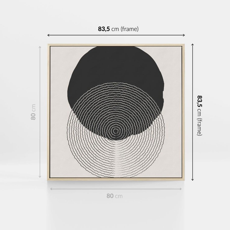Obraz w ramie 80x80 - Boho Przenikanie Uroku - abstrakcyjna kompozycja, okręgi - rama drewno