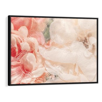 Obraz w ramie 100x70 - Kwiatowe hafty marzeń - abstrakcja przypominająca kwiaty, róże - rama czarna