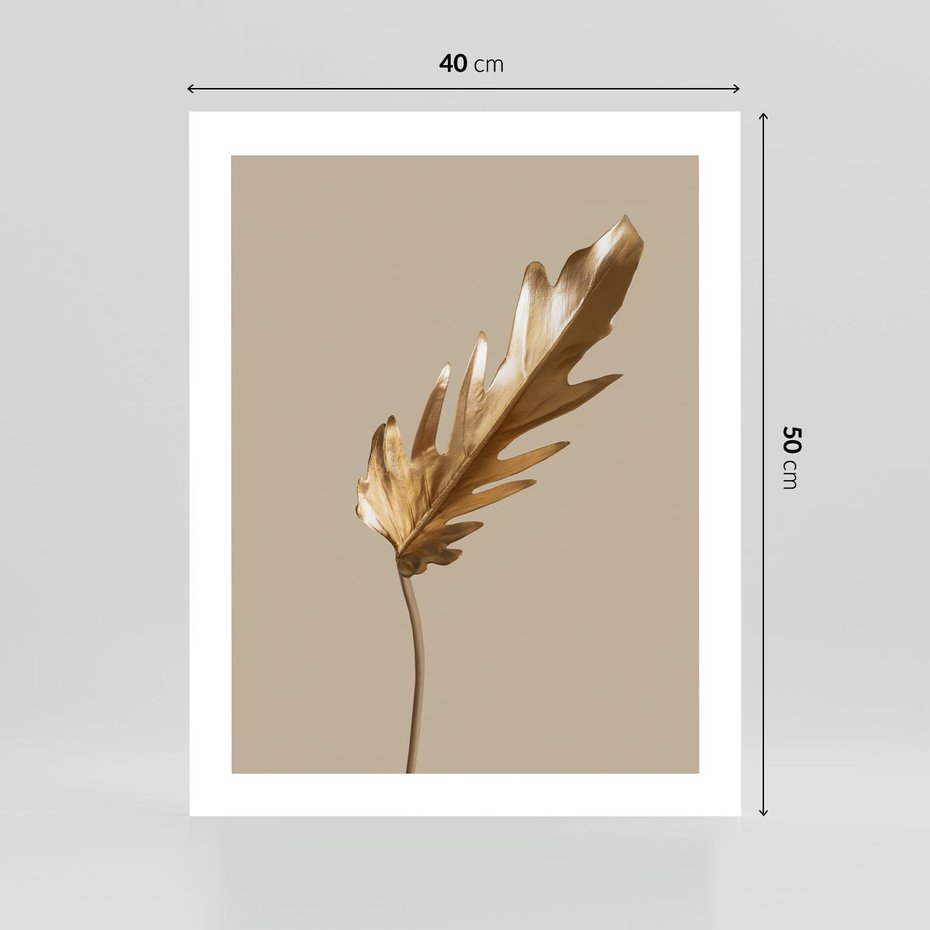 Plakat bez ramy 40x50 - Piękno w Detalu - złoty, liść