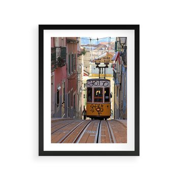 Plakat w ramie 40x50 - Lizbońskie tramwaje - podróż w czasie - Lizbona, tramwaj - rama czarna