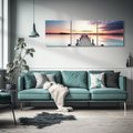 Obraz na płótnie 120x40 - Złote zachody słońca - jezioro, molo