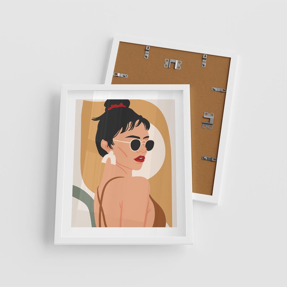 Plakat w ramie 40x50 - Kobieca Przenikliwość - nowoczesny plakat, styl retro - rama biała