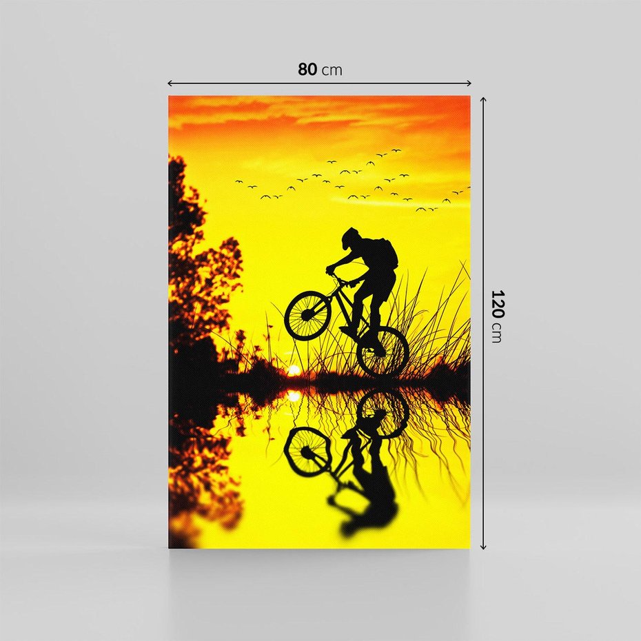 Obraz na płótnie 80x120 - Rower przy zachodzie słońca - rower, zachód