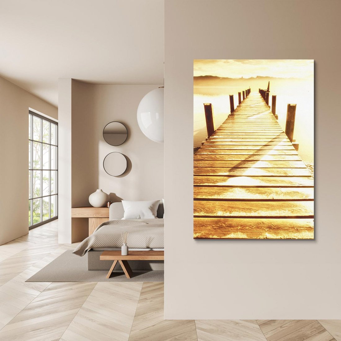 Obraz na płótnie 50x70 - Stary pomost w sepia - pomost, sepia