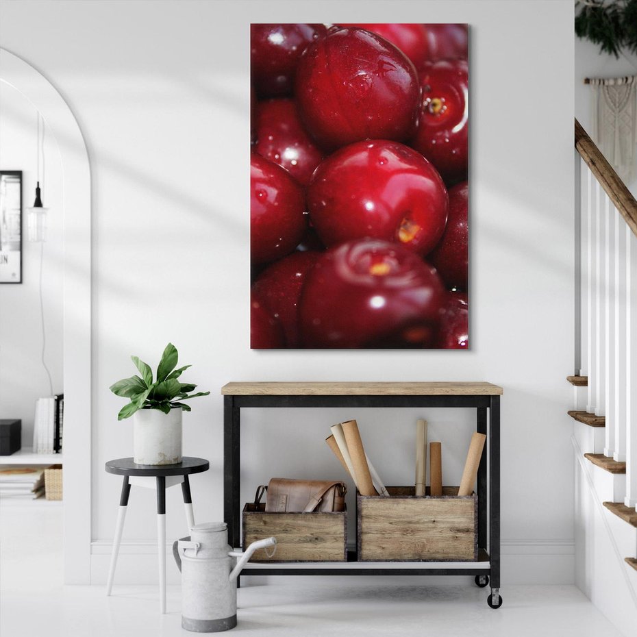 Obraz na płótnie 80x120 - Wiśnie Owocowa Rozkosz - wiśnie, owoce