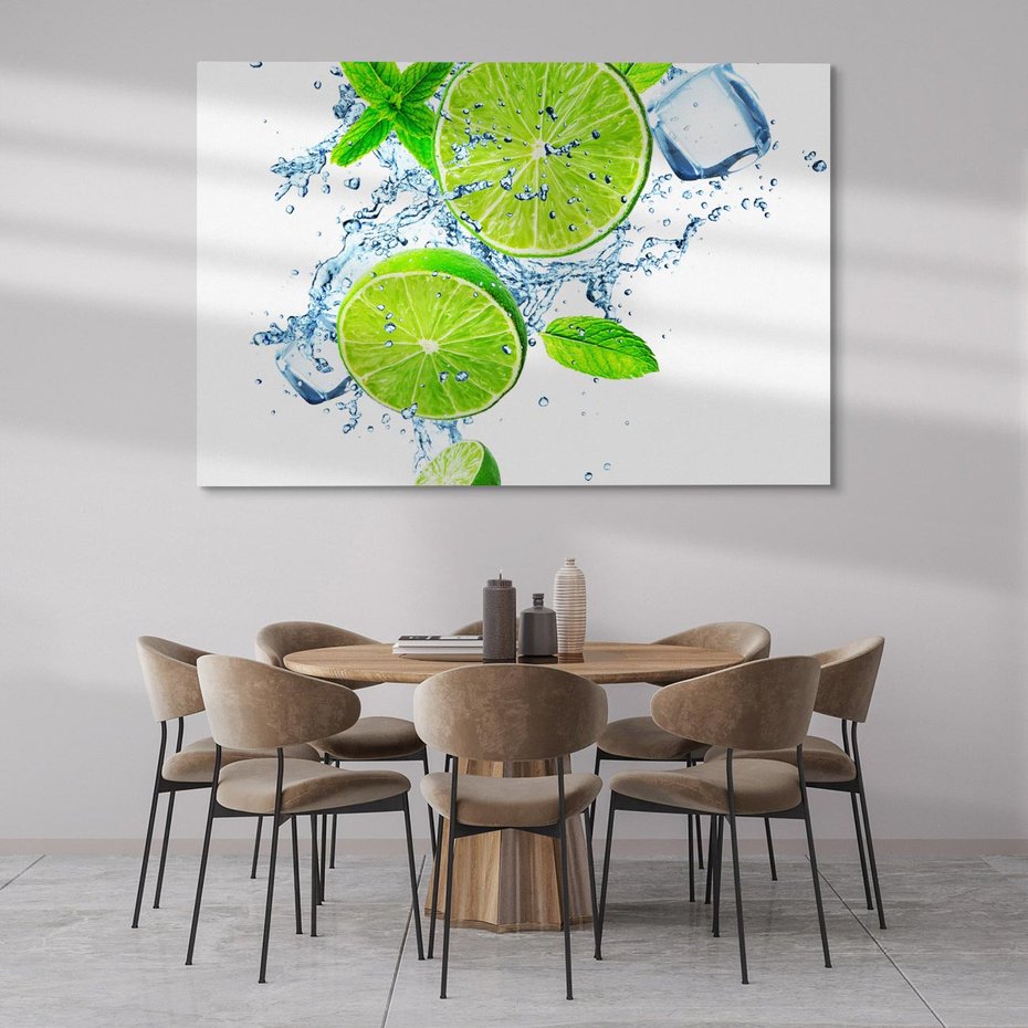 Obraz na płótnie 70x50 - Świeżość limonek w wodzie - limonki, woda