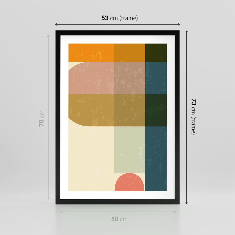Plakat w ramie 50x70 - Geometryczna Grafika na Plakacie - geometryczna nowoczesna grafika, minimalizm - rama czarna