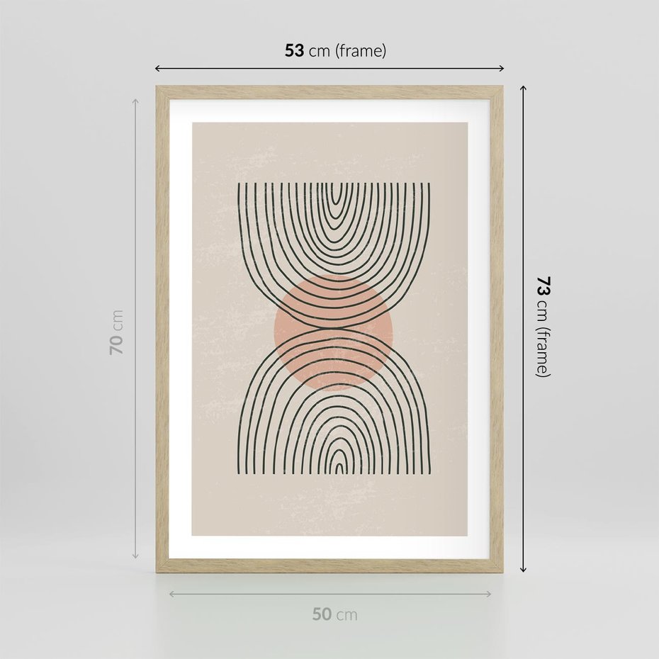 Plakat w ramie 50x70 - Nowy Rytuał - abstrakcyjna sztuka, boho kształty - rama drewno