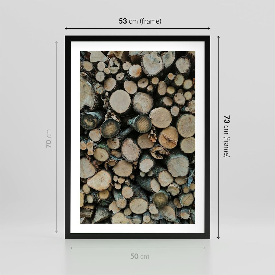 Plakat w ramie 50x70 - Bliskość Natury - drewno, las - rama czarna