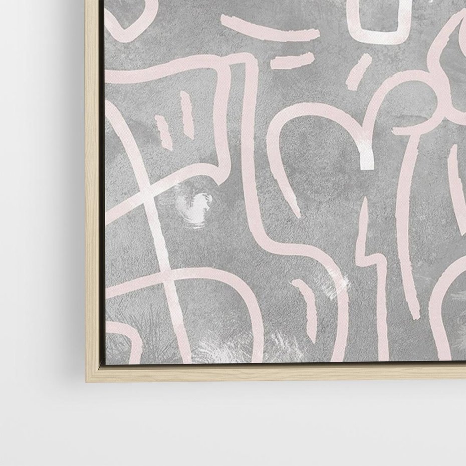 Obraz w ramie 80x80 - Sploty odblasków i zawirowań - abstrakcyjne rysunki, wzorek - rama drewno