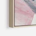 Obraz w ramie 50x50 - Kontrastujący Ruch Emocji - abstrakcyjne pasy farby, kolory róż szary czarny - rama drewno
