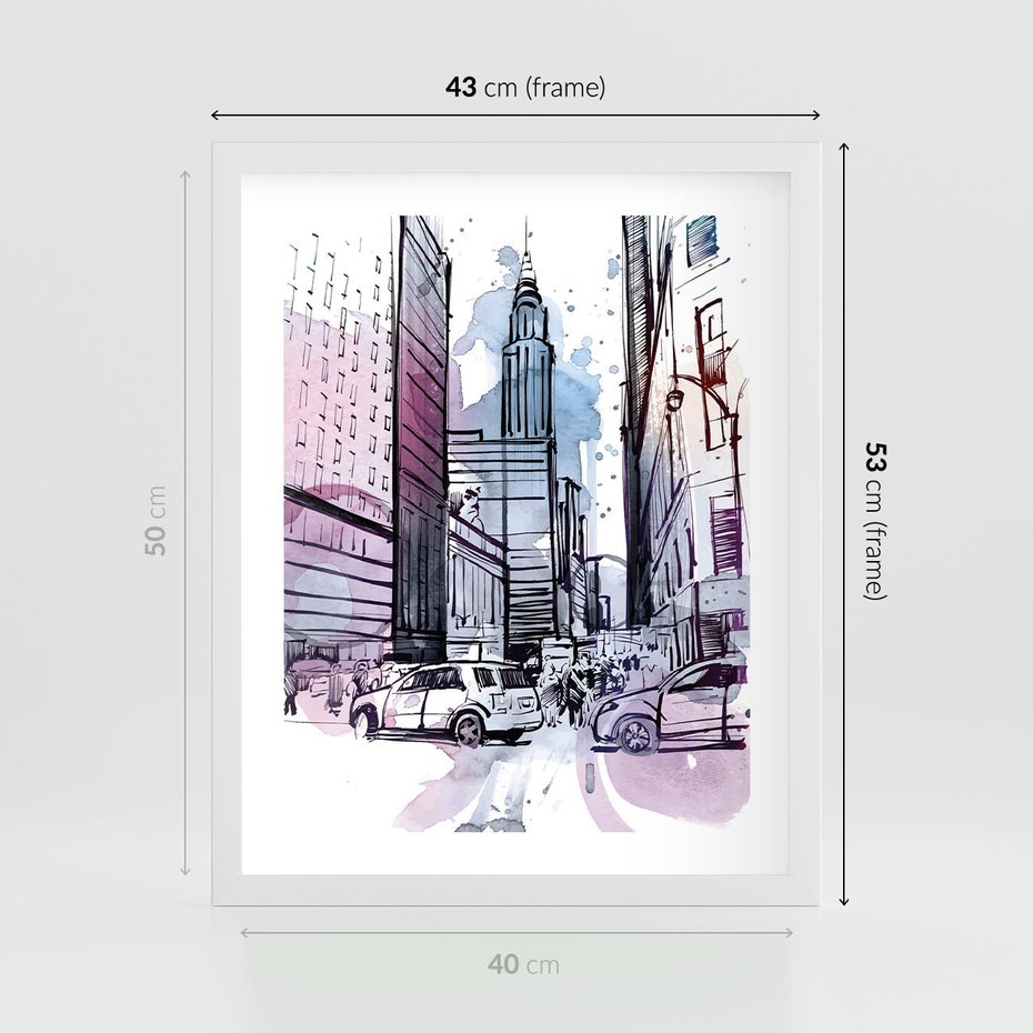 Plakat w ramie 40x50 - Miasto ożywione pulsującym życiem - szkocja, miasto - rama biała